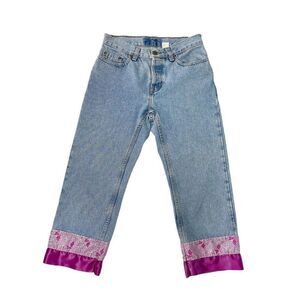 Vintage 2000’s Y2K Gap cropped embroidery patchwork jeans size 2